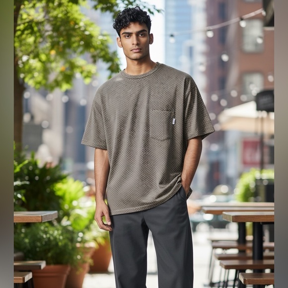 Peter Werth Other - NWT - Peter Werth Men’s Short Sleeve Shirt Tee Gray White Polka Dot - M